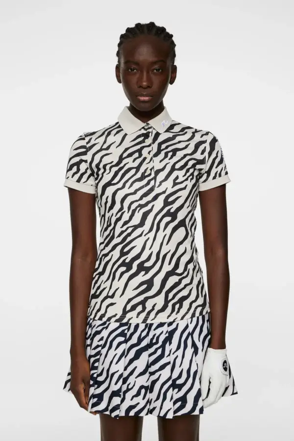 J.Lindeberg Tour Tech Print Polo Tour Tiger Moonbeam